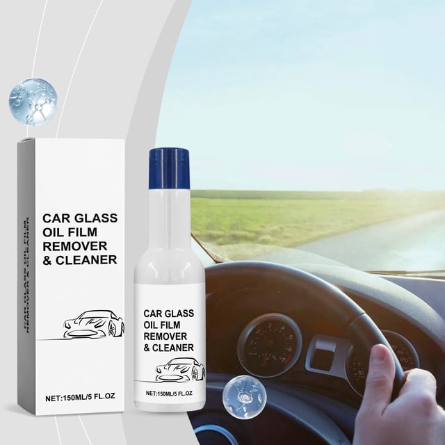 Car Glass Oil Film Cleaner, Auto Glass Cleaner, Oil Film Remover for Glass Car Windshield Cleaner Car Glass Oil Film Stain Removal Cleaner Glass Cleaner for Car Window Home and Auto Cleaning 150ml