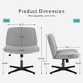 thumbnail image 4 of Armless Criss Cross Legged Office Chair, Desk Chair No Wheels, Fabric, Gray, 4 of 6