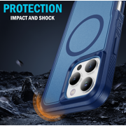 Nakedcellphone Tough Series for Apple iPhone 16 Pro Max Phone Case, Dual Layer, Anti-Fingerprint, Compatible with MagSafe - Blue
