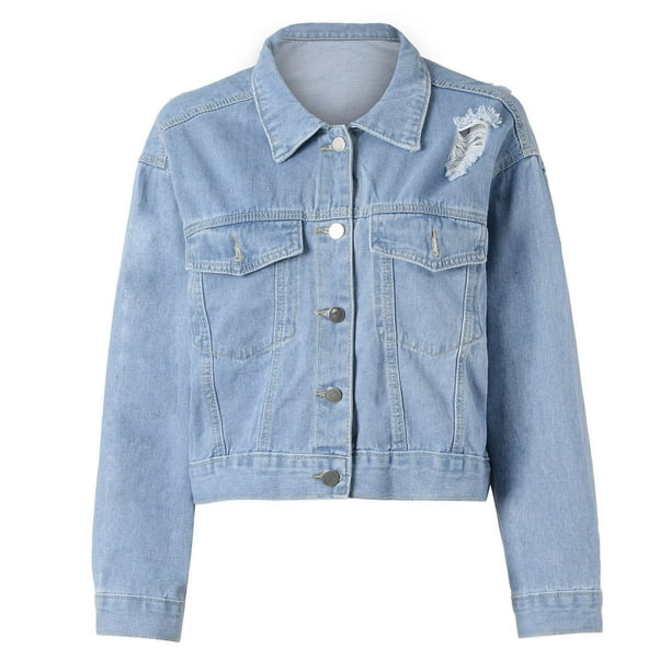 Distressed boyfriend denim jacket online