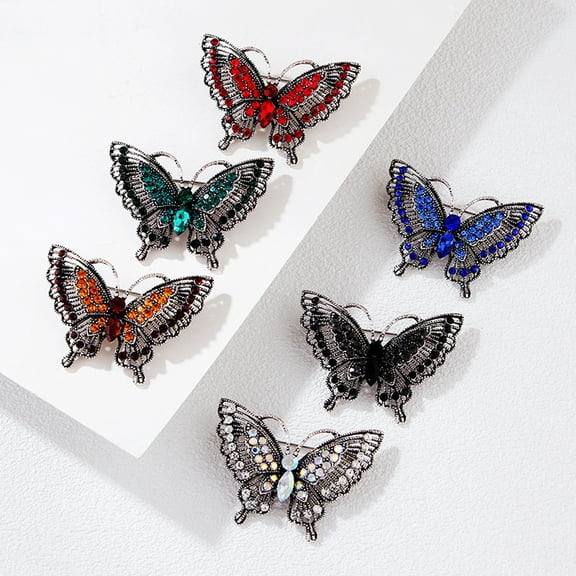 Xinyolin Women's Brooch - Retro Hollow Butterfly, Rhinestone Decor, Anti-slip Wear-resistant, Suit Coat Scarf Decor