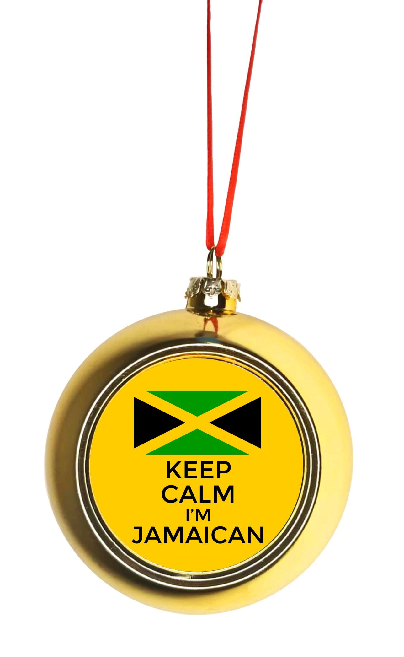 Keep Calm I'm Jamaican Flag Jamaica Gold Bauble Christmas Ornament