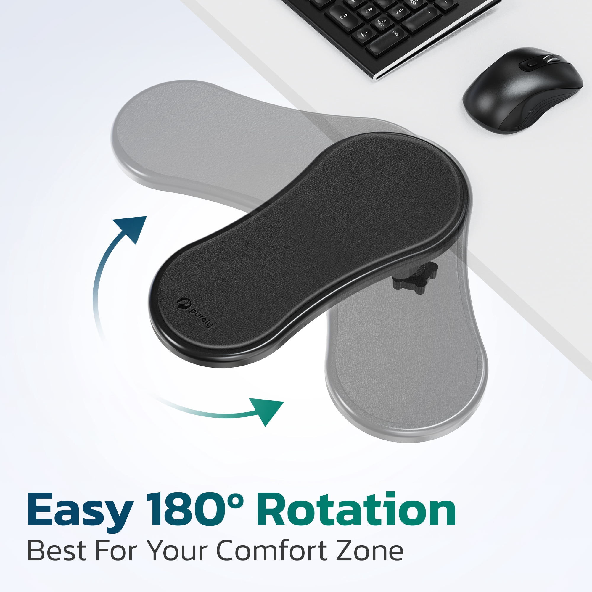Purely E5620 Computer Arm Rest for Desk, Ergonomics and Adjustable Arm Rest Support for Computer Desk, Desk Wrist Support for Computer Desk Extender, Suitable for Office and Home - Black