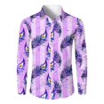 thumbnail image 3 of Fgvctg Mardi Gras Shirts for Men Button Down V Neck Carnival Party Long Sleeve Shirt Trendy Collared Blouse Mask Print Plus Size Business Casual Outfits Dark Purple 2XL, 3 of 5