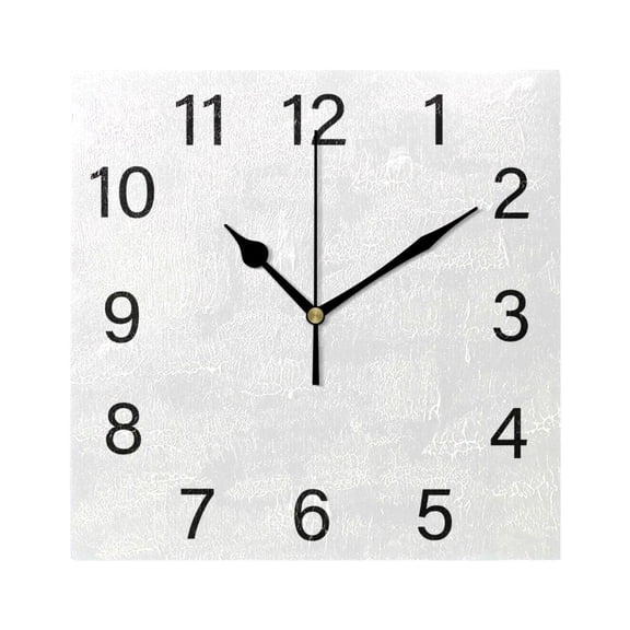 White Wall Clock Square Silent Non-Ticking Battery Operated 7.78"