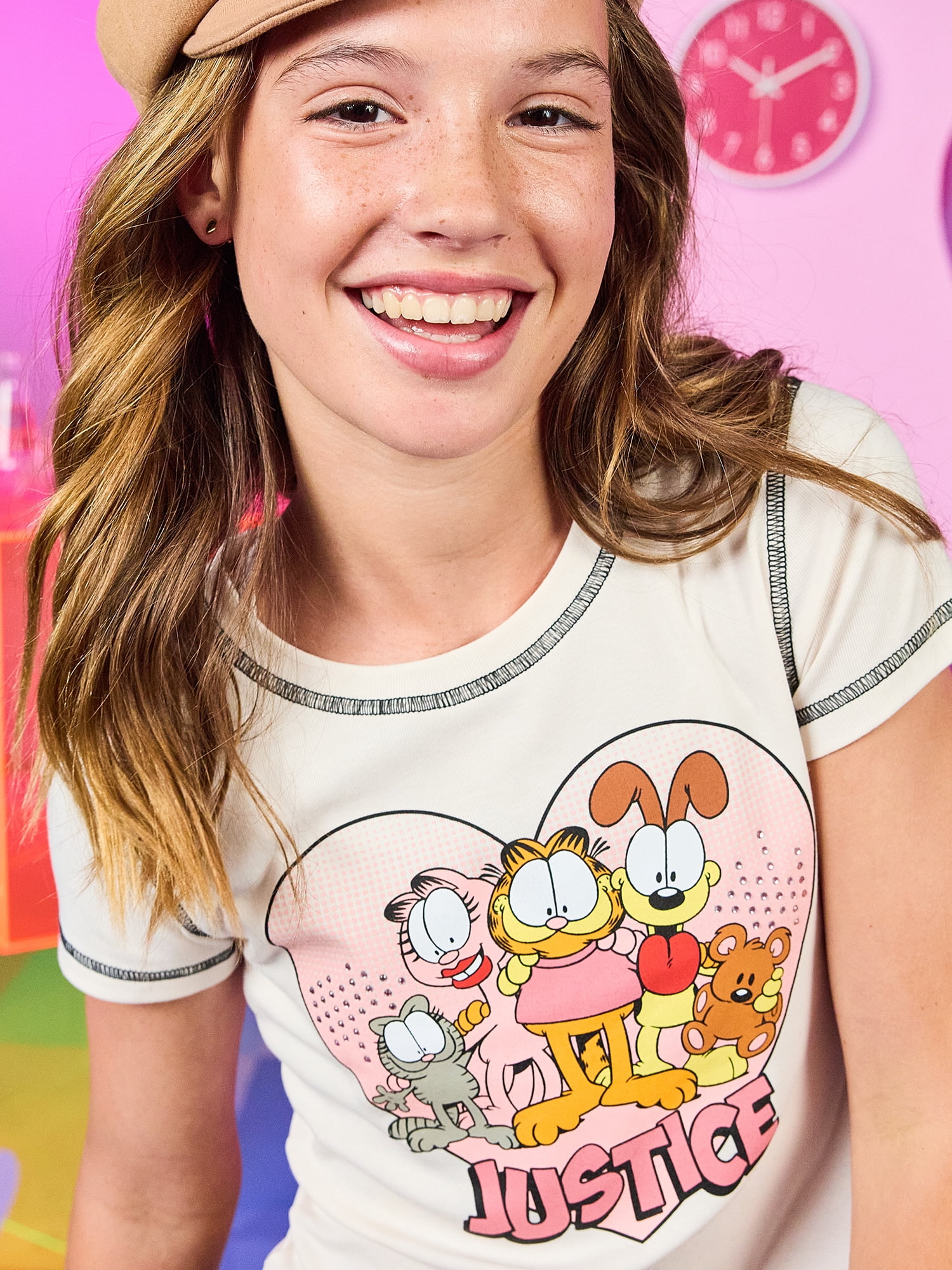 Justice x Garfield Girls Collab Baby Tee, Sizes XS - XLP