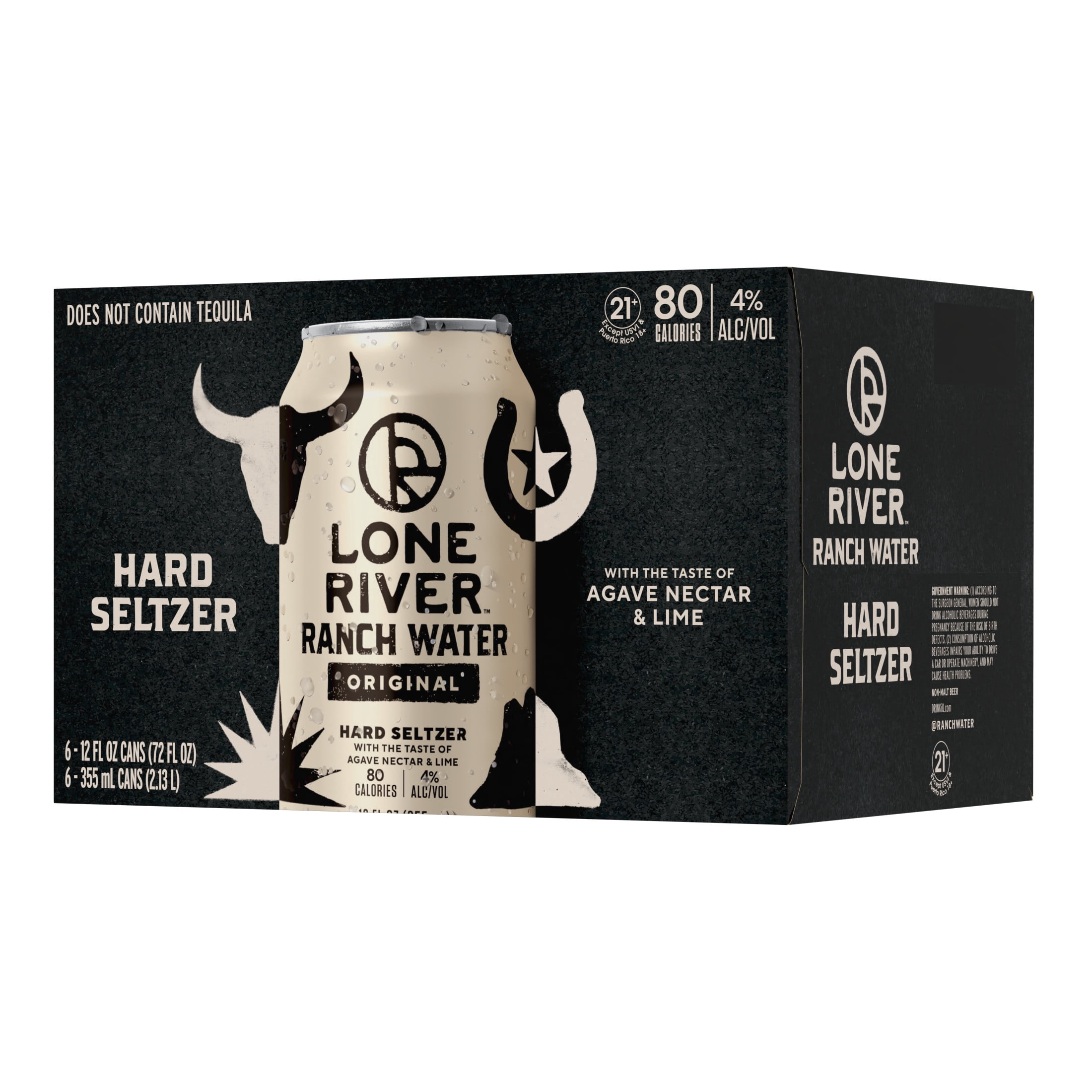 Lone River Ranch Water Original Hard Seltzer, 6 pack cans, 12 fl oz, 4% ABV