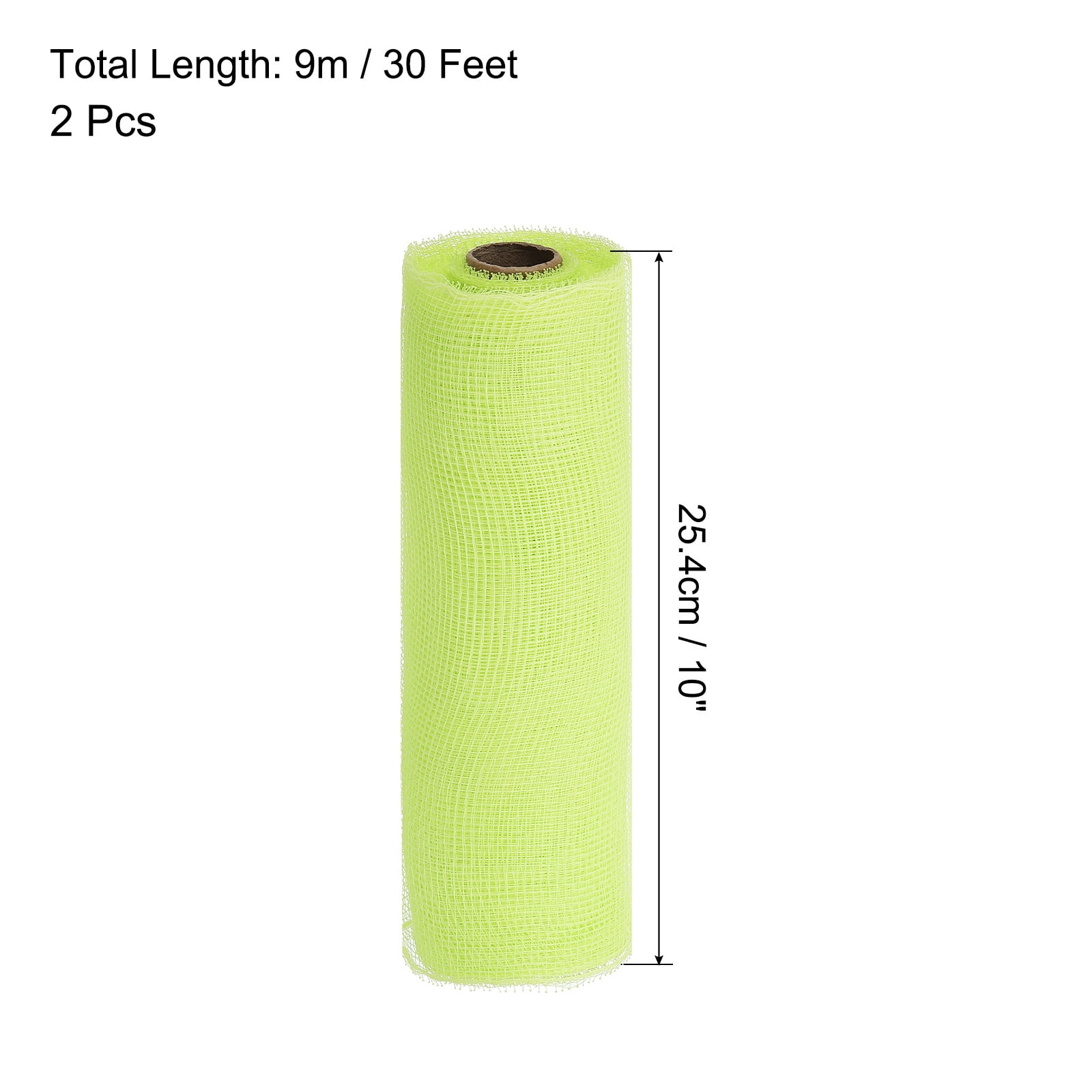 Uxcell 2 Pcs 10" x 30Feet PP Decorative Mesh Ribbon, Green with  Foil