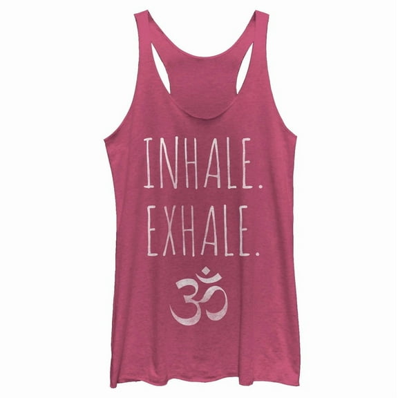 Women's CHIN UP Inhale Exhale Yoga  Racerback Tank Top Pink Heather Large