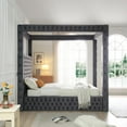 thumbnail image 4 of Woodpecker's Inc Luxurious Velvet Canopy King Bed with Speaker and USB Connection in Gray, 4 of 10