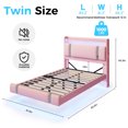 thumbnail image 4 of NEGYLIM Floating Bed Frame Twin Size with LED Lights, Easy to Assemble, Metal Platform Bed with Storage Headboard, No Box Spring Needed, Pink, 4 of 12
