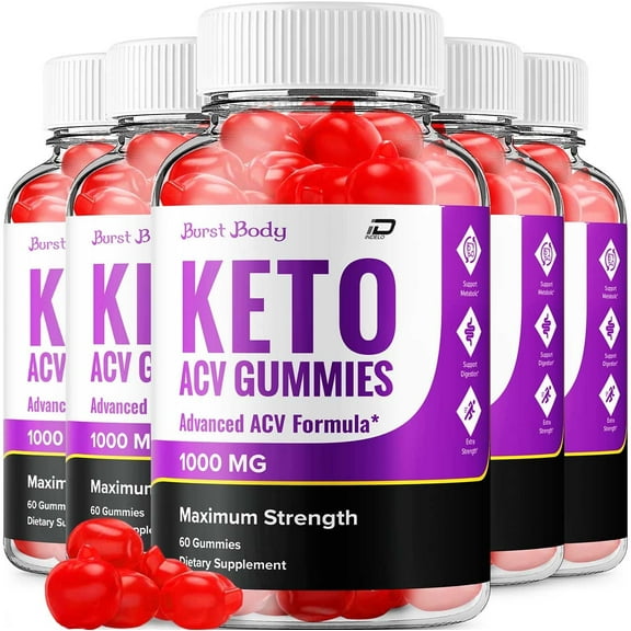 (5 Packs) Burst Body Gummies - Burst Body Apple Cider Vinegar Gummy Supplement for Energy - Burst Body Keto Gummies Dietary Supplement (300 Gummies)