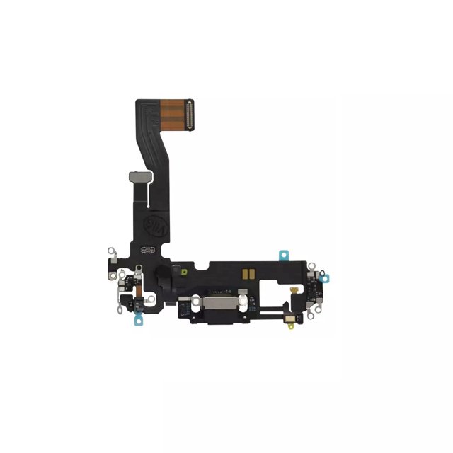 Charging Charge Port Flex Cable With Microphone For Apple iPhone 12 / iPhone 12 Pro - Black / Graphite (Premium Quality)