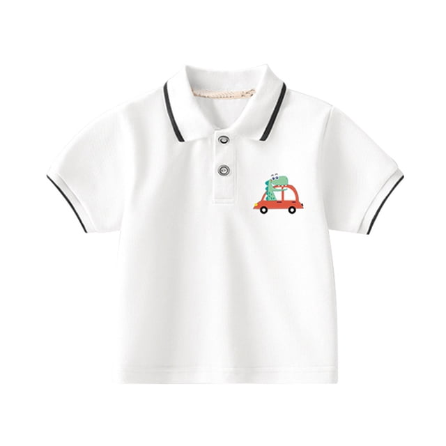 LUOGENLI Maxi Tops Set Boho Kids Boys Girls Short Sleeve Shirt Solid Color Button Closure Casual Comfortable & Soft Fabric Shirts for Boys Trendy Spring White2 Size 18-24 Months