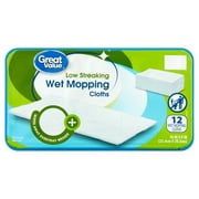 Great Value Low Streaking Wet Mopping Cloths, 12 Count