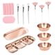 thumbnail image 4 of 23 piezas de suministros para esteticistas: esponjas aplicadoras de cosméticos, pinceles planos y de abanico Oro rosa, 4 of 7