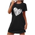 thumbnail image 2 of Sakmal Loose Sleep Dress for Women Breathable Black Ultra-Soft Sleepwear Short Sleeve Short Crew Neck Heart Print Nightgowns S-2XL, 2 of 5