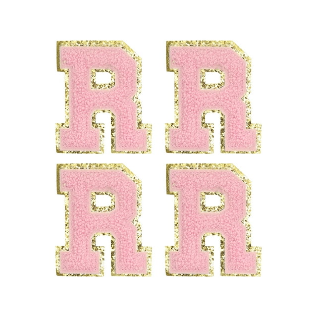 4uds parches de Letra Chenille Unique Bargains Rosa 3.1 Pulgadas