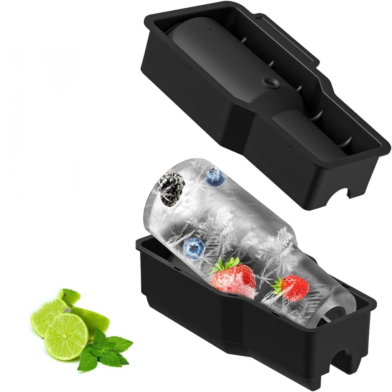 Ice Cube Tray For Tumbler Cup Silicone Ice Cube With Lid Hollow Silicone Cylinder Ice For Whiskey Cocktails Drinks Coffee Easy Fill And Release Ice Maker S High-quality