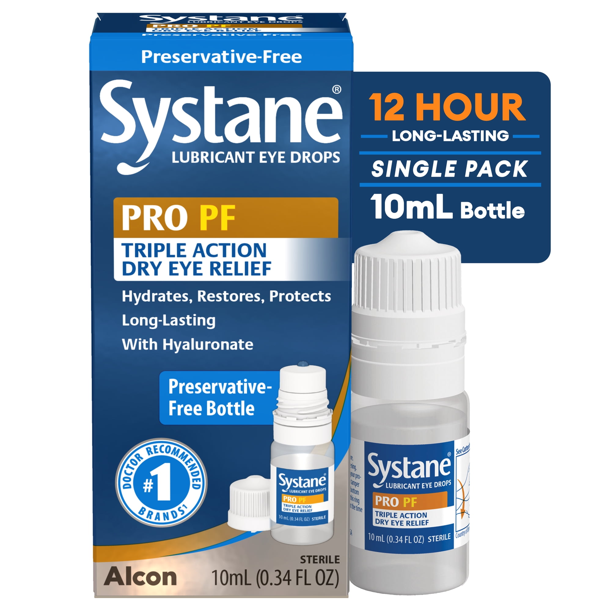 Systane PRO Preservative Free Eye Lubricant Drops for Dry Eyes, Hydrate, Restore & Protect, 10 mL