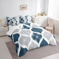 thumbnail image 2 of Homewish Boho Abstract Swirl 7pcs Queen Bedding,Minimalism Artwork Bedding Comforter Set Queen,Navy Teal,Reversible, 2 of 8