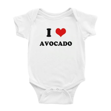 

I Heart Avocado Love Food Funny Baby Rompers Baby Clothes (White 0-3 Months)