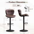 thumbnail image 3 of Furniliving Bar Stools Set of 2, Faux Leather Modern Swivel Bar Chairs, Upholstered Counter Height Barstools with Back for Bar, Kitchen Island, Dining Room, Brown, 3 of 12