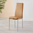 thumbnail image 4 of 4x Milan Mustard Yellow Chrome Hatched Faux Leather Dining Chairs, 4 of 6