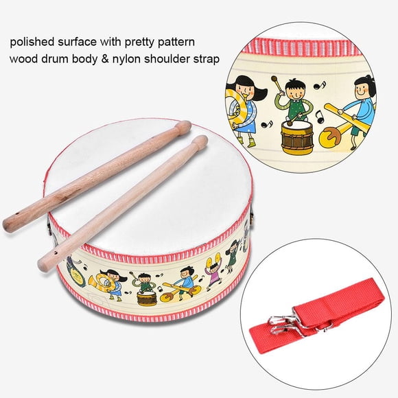 Rdeghly Mini Wooden Handheld Hand Drum Musical Percussion Instrument Child Toy Gift, Drum, Wood Hand Drum