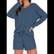 thumbnail image 2 of Conjunto de Pijama para Mujer, de Punto Gofre, Informal, de Dos Piezas, con Bolsillos Azul M, 2 of 9