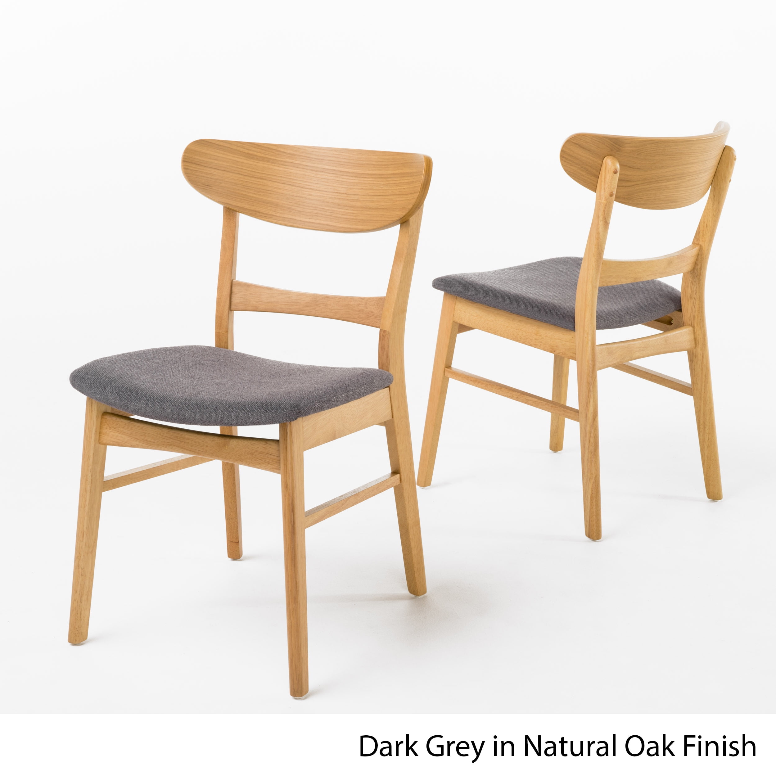Noble House Odelia Mid-Century Modern Fabric Dining Chairs, Set of 2, Dark Gray