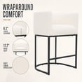thumbnail image 4 of ClinQ Counter Height Bar Stool Set of 3, 26 in Fabric Upholstered Seat, Metal Legs for Indoor Dining Room and Kitchen Island, Beige, 4 of 12