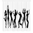 thumbnail image 2 of Ambesonne Silhouette Shower Curtain, Dancing Women and Men, 69"Wx75"L, Charcoal Grey and White, 2 of 4