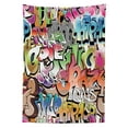 thumbnail image 3 of Ambesonne Urban Graffiti Tablecloth Rectangular Table Cover, Blockbuster Tags, 60"x90", Multicolor, 3 of 4