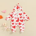thumbnail image 2 of Barboteuse à Manches Longues Imprimé Cœur pour Bébé Garçon Fille Saint-Valentin Rouge 6-9 Mois, 2 of 6
