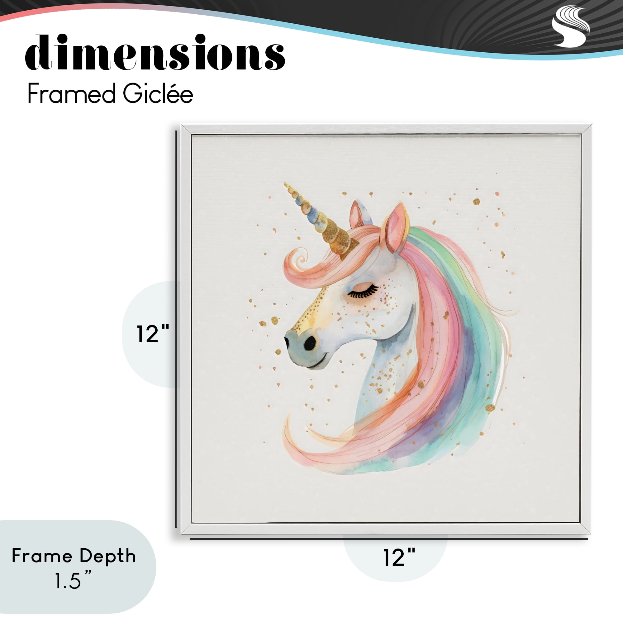 Stupell Industries Gold Accented Unicorn White Framed Giclee Art, design by Creative Studio