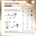 thumbnail image 2 of DESIGNICE 21 Pairs Flatback Stud Earrings, 316L Steel CZ Cartilage Sensitive Ears (Silver), 2 of 7