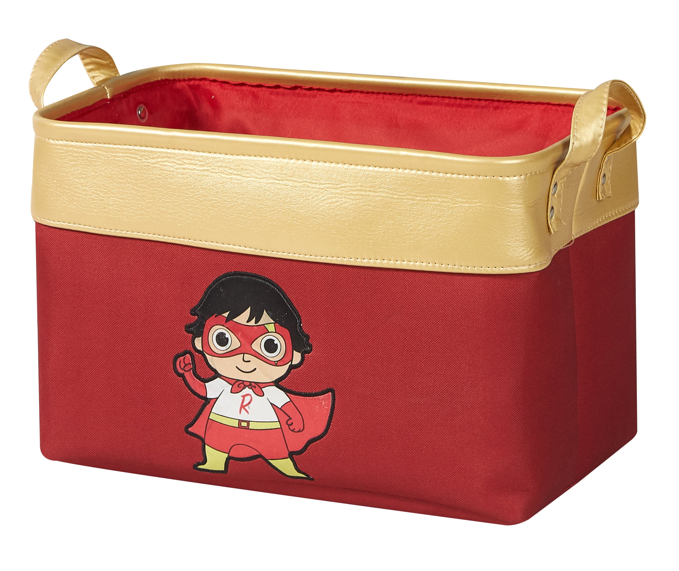 Ryan's World Rectangular Kids Storage Bin for Kids Room, Red Polyester