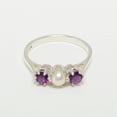 thumbnail image 2 of LBG 9k White Gold Womens Ring Cultured Pearl & Amethyst Anniversary Ring - Size 7.5, 2 of 6