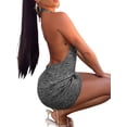 thumbnail image 4 of goowrom Femmes Été Tricoté Couleur Unie Cou Dos Nu Robe, 4 of 6