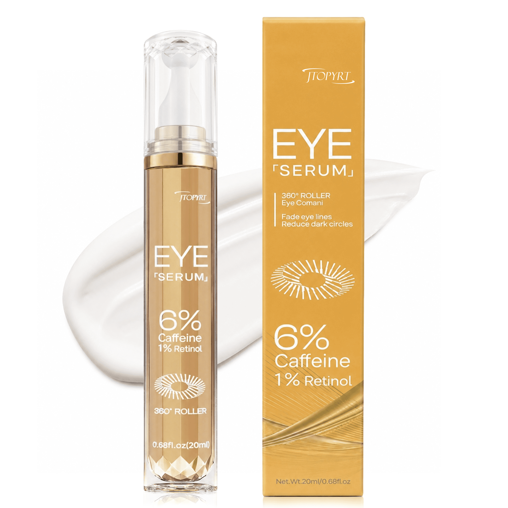 Jtopyrt 6% Caffeine Eye Cream for Dark Circles and Puffiness Travel-Friendly for All Skin Type