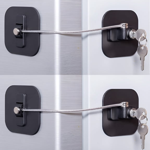 LAMIRO 4 Pieces Fridge Lock Refrigerator Lock with Keys, Freezer Lock Child Safety Cabinet Lock with Adhesive for Kitchen Appliance, able Furniture, Sliding Closet, Drawer and Toilet Seat, White