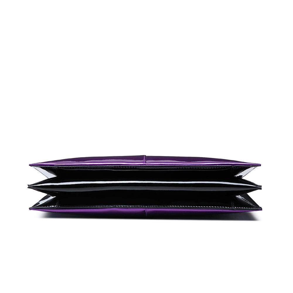 FEIMINA Patent leather Shoulder Bag,Genuine Shiny Large Leather bag,designer handbags luxury,Deep Purple Purse