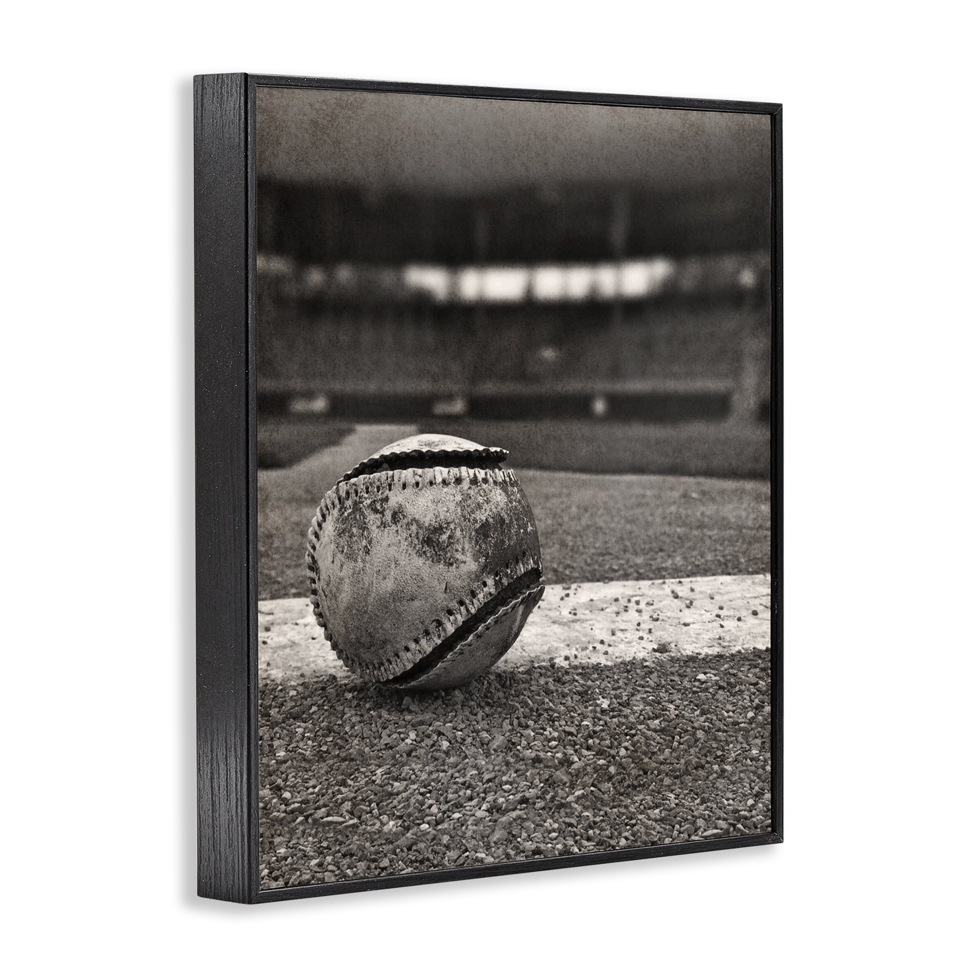Stupell Industries Vintage Sports Weathered Baseball Black Framed Giclee Art, design by Marcus Prime