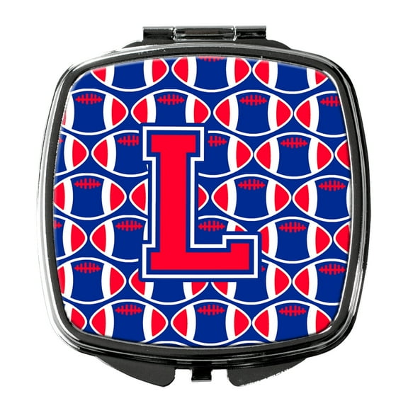 Letter L Football Harvard Crimson and Yale Blue Compact Mirror CJ1076-LSCM