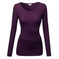 thumbnail image 4 of Emmalise Women's Basic Athletic Fit Tshirt Long Sleeves Round Crew Neck Tee (3Pk Oatmeal, DST Sage, Purple, Medium), 4 of 4