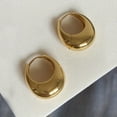 thumbnail image 2 of 1 pair of geometric ring -shaped earrings, women's copper materials, earrings, and wearing jewelry accessories in fashion, all seasons are suitable, seasonal accessories | polished surface |,Golden, 2 of 8