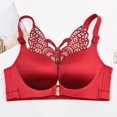 thumbnail image 4 of JUNWELL Women‘s Sexy Plus Size Wire Free Bra Solid ColorPush Up Front Close Butterfly Backless Breathable Lingerie, 4 of 5