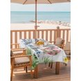 thumbnail image 2 of Outdoor Tablecloth with Umbrella Hole for Patio/Picnic/Party/Camping, Summer Slippers Waterproof Table Cloth Rectangle Table Cover Washable, Tropical Botanical Palm Leaves Vintage (60"x 102"), 2 of 8