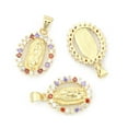 thumbnail image 6 of 5 pc Brass Micro Pave Cubic Zirconia Pendants Lady of Guadalupe Charms Long-Lasting Plated Oval with Virgin Mary Golden Colorful 20x15x2.5mm Hole: 5x3mm, 6 of 6